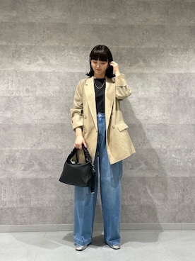 「ワイドパンツ 」｜「アイテム（ジャケット/アウター）」を使った、yuka11288さん（レディース・151cm）の春コーディネート