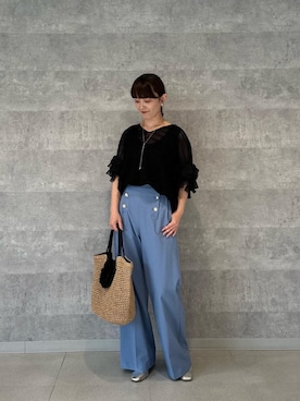 「ワイドパンツ 」｜「アイテム（バッグ）」を使った、yuka11288さん（レディース・151cm）の春コーディネート