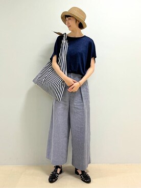 「フレンチカジュアル」｜「アイテム（帽子）」を使った、mayuさん（レディース・162cm）の夏コーディネート