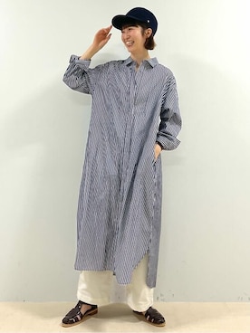 「アイテム（カーゴパンツ、ホワイト系）」を使った、mayuさん（レディース・162cm）の春コーディネート