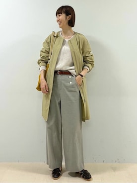 「アイテム（ノーカラーコート）」を使った、mayuさん（レディース・162cm）の春コーディネート