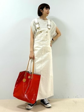 「Lee（リー）のアイテム（オールインワン・サロペット）」を使った、mayuさん（レディース・162cm）の春コーディネート
