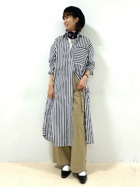 「シンプル」｜「アイテム（シャツワンピース）」を使った、mayuさん（レディース・162cm）の秋コーディネート