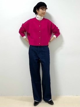「human woman（ヒューマンウーマン）のアイテム（デニムパンツ）」を使った、mayuさん（レディース・162cm）の冬コーディネート