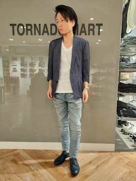 「TORNADO MART（トルネードマート）のアイテム（テーラードジャケット）」を使った、TORNADO MART_officialさん（メンズ・162cm）の夏コーディネート
