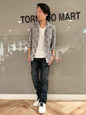 「アイテム（スリッポン）」を使った、TORNADO MART_officialさん（メンズ・162cm）の夏コーディネート