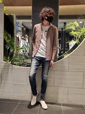 「アイテム（ポロシャツ）」を使った、TORNADO MART_officialさん（メンズ・174cm）の夏コーディネート