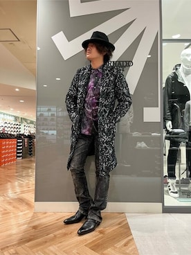 「TORNADO MART（トルネードマート）のアイテム（帽子）」を使った、TORNADO MART_officialさん（メンズ・173cm）の冬コーディネート