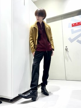 「アイテム（ステンカラーコート、ゴールド系）」を使った、TORNADO MART_officialさん（メンズ・171cm）の冬コーディネート