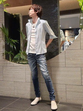 「TORNADO MART（トルネードマート）のアイテム（パンツ）」を使った、TORNADO MART_officialさん（メンズ・174cm）の夏コーディネート
