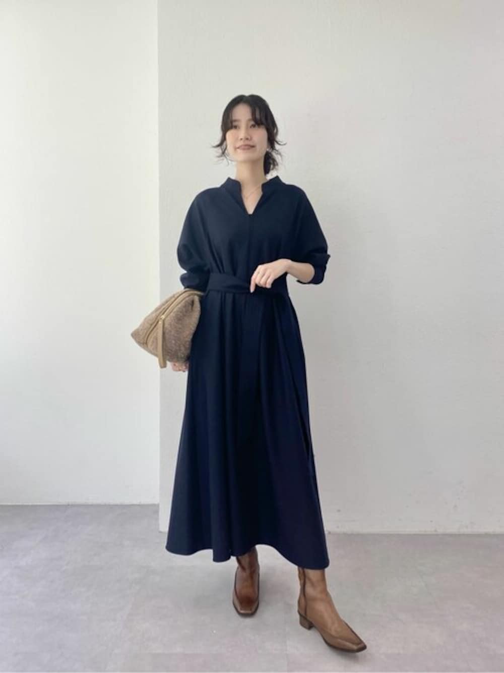 早い者勝ちMarisolコラボウィムガゼット ウール天竺ワンピース カーキ  