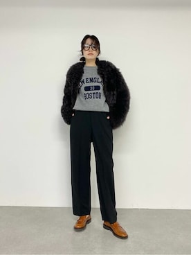 「メガネ女子」｜「アイテム（ノーカラーコート）」を使った、wgkatoさん（レディース・167cm）の秋コーディネート