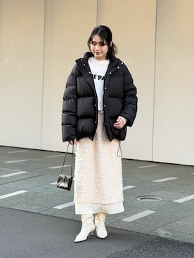 「Whim Gazette（ウィムガゼット）のアイテム（ダウンジャケット/コート）」を使った、wgkatoさん（レディース・167cm）の秋コーディネート