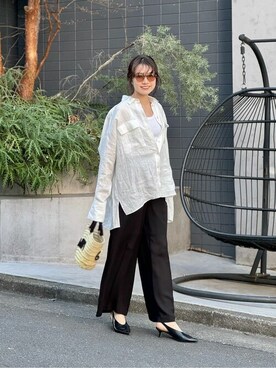 「Whim Gazette（ウィムガゼット）のアイテム（かごバッグ）」を使った、wgkatoさん（レディース・167cm）の春コーディネート