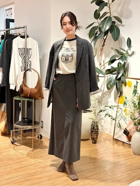 「ロゴニット」｜「アイテム（ジャケット/アウター）」を使った、wgkatoさん（レディース・167cm）の冬コーディネート