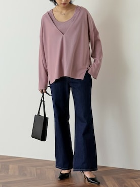 「アイテム（アンサンブル、パープル系）」を使った、reedit_officialさん（レディース・162cm）の冬コーディネート