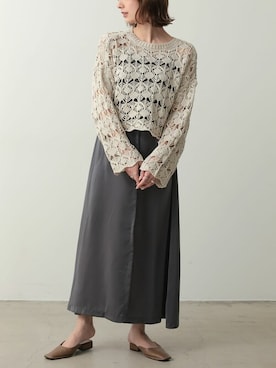 「透かし編みニット」｜reedit_officialさん（レディース・162cm）の春コーディネート