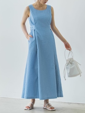 「ブルー x ホワイト」｜「アイテム（ワンピース/ドレス）」を使った、reedit_officialさん（レディース・162cm）の夏コーディネート