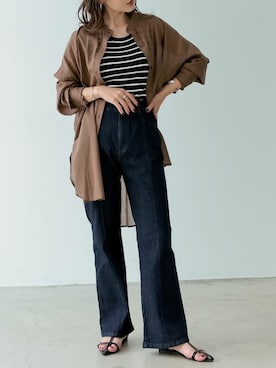 「アイテム（トップス、ブラウン系）」を使った、reedit_officialさん（レディース・162cm）の夏コーディネート