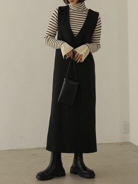 「リエディ」｜「アイテム（ジャンパースカート）」を使った、reedit_officialさん（レディース・162cm）の秋コーディネート