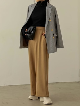 「MEISM（ミズム）の[販売枚数5万枚突破！]指穴リブニットタートルネックトップス（ニット/セーター）」を使った、reedit_officialさん（レディース・162cm）の秋コーディネート