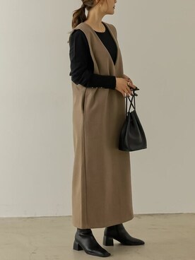 「リエディ」｜「アイテム（ジャンパースカート）」を使った、reedit_officialさん（レディース・162cm）の秋コーディネート