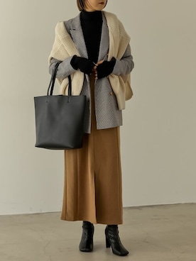 「MEISM（ミズム）の[販売枚数5万枚突破！]指穴リブニットタートルネックトップス（ニット/セーター）」を使った、reedit_officialさん（レディース・162cm）の秋コーディネート