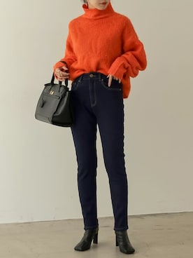 「Re:EDIT（リエディ）のアイテム（デニムパンツ）」を使った、reedit_officialさん（レディース・162cm）の秋コーディネート