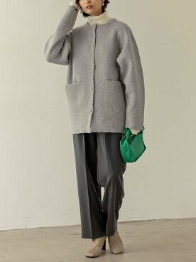 「フェイクレザー」｜「アイテム（ノーカラージャケット）」を使った、reedit_officialさん（レディース・162cm）の秋コーディネート