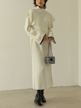 「Re:EDIT（リエディ）のアイテム（ワンピース）」を使った、reedit_officialさん（レディース・162cm）の冬コーディネート