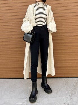 「リエディ」｜「アイテム（ムートンコート）」を使った、reedit_officialさん（レディース・162cm）の冬コーディネート