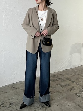 「Re:EDIT（リエディ）のアイテム（デニムパンツ）」を使った、reedit_officialさん（レディース・158cm）の冬コーディネート