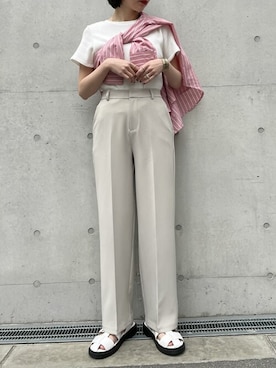 「リエディ(Re:EDIT)」｜「アイテム（スラックス）」を使った、reedit_officialさん（レディース・158cm）の春コーディネート