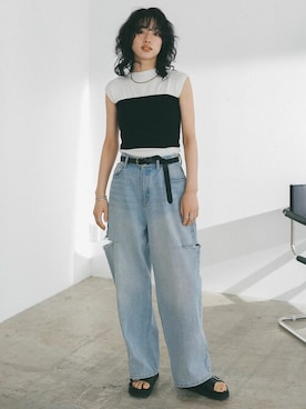 「アイテム（チューブトップ）」を使った、reedit_officialさん（レディース・167cm）の春コーディネート