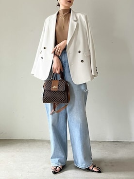 「アイテム（トップス、ブラウン系）」を使った、reedit_officialさん（レディース・163cm）の春コーディネート