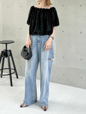 「アイテム（Tシャツ/カットソー、ブラック系）」を使った、reedit_officialさん（レディース・163cm）の夏コーディネート