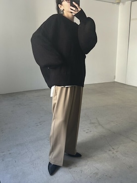 「リエディ(Re:EDIT)」｜「アイテム（スラックス）」を使った、reedit_officialさん（レディース・158cm）の冬コーディネート