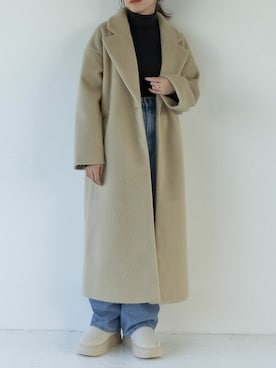 「リエディ」｜「アイテム（チェスターコート）」を使った、reedit_officialさん（レディース・158cm）の冬コーディネート