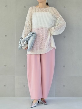 「アイテム（トートバッグ、シルバー系）」を使った、reedit_officialさん（レディース・167cm）の春コーディネート