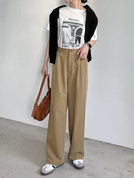 「スラックスパンツ」｜reedit_officialさん（レディース・163cm）の春コーディネート