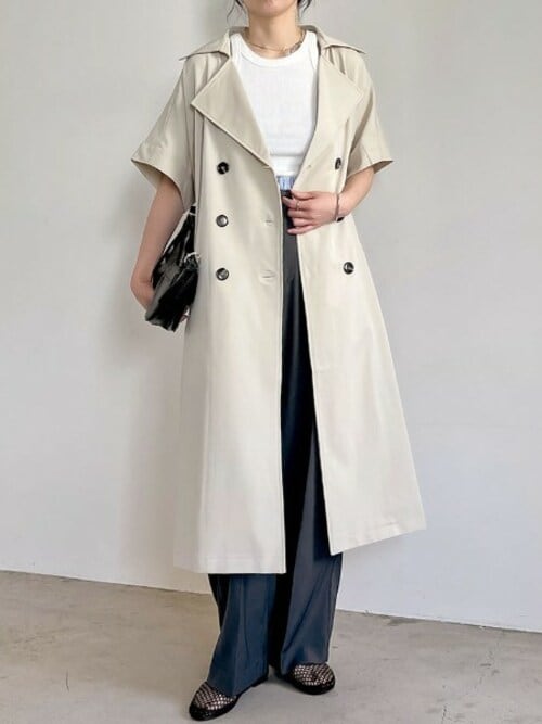 セール】[低身長サイズ有]トレンチロングジレジャケット