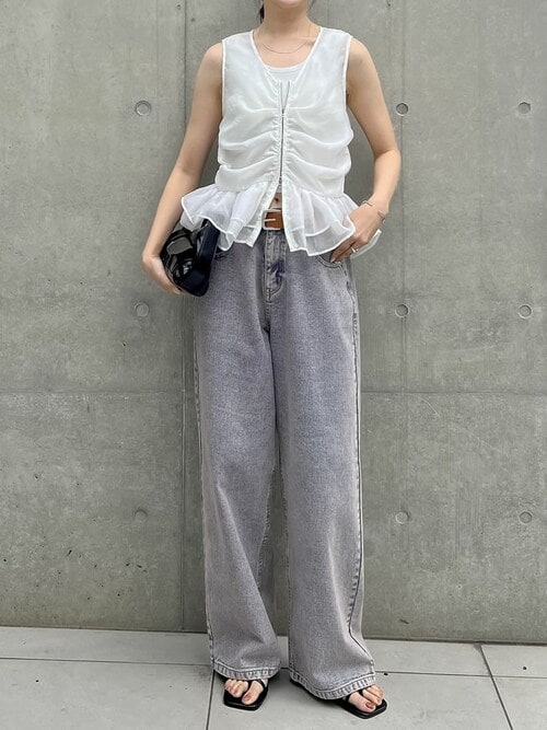 セール】オーガンジーダブルジップフレアベスト（ベスト）｜Re