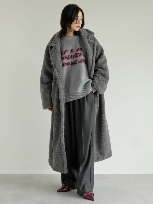 2024-25 WINTER COLLECTION]配色メッセージロゴシャギーニット