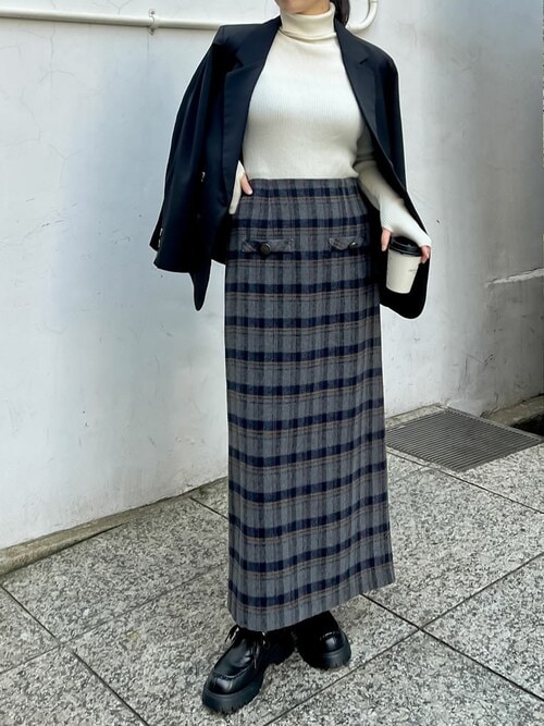 セール】[低身長サイズ有]無地orチェック柄起毛ナロースカート