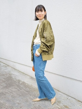 「アイテム（MA-1）」を使った、増田さん（レディース・164cm）の秋コーディネート