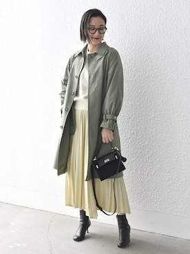 「アイテム（ステンカラーコート）」を使った、小林さん（レディース・165cm）の冬コーディネート