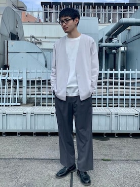 「アイテム（カーディガン/ボレロ）」を使った、A+TOKYO MENSさん（メンズ・182cm）の春コーディネート