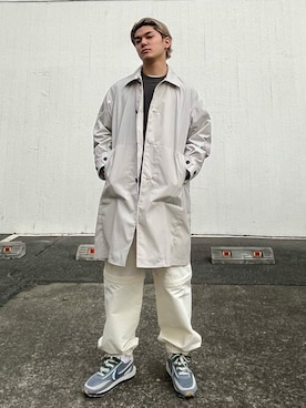 「アイテム（ステンカラーコート）」を使った、A+TOKYO MENSさん（メンズ・170cm）の春コーディネート