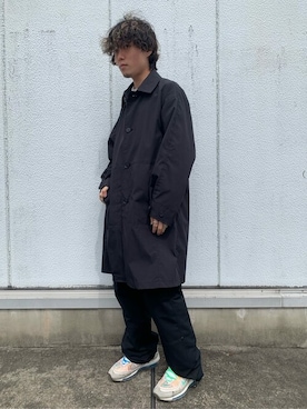 「アイテム（ステンカラーコート）」を使った、A+TOKYO MENSさん（メンズ・165cm）の春コーディネート