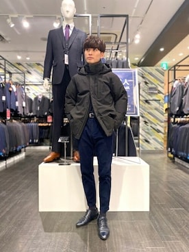 「ビジネススタイル」｜「アイテム（ダウンジャケット/コート）」を使った、0493psfaさん（メンズ・177cm）の冬コーディネート